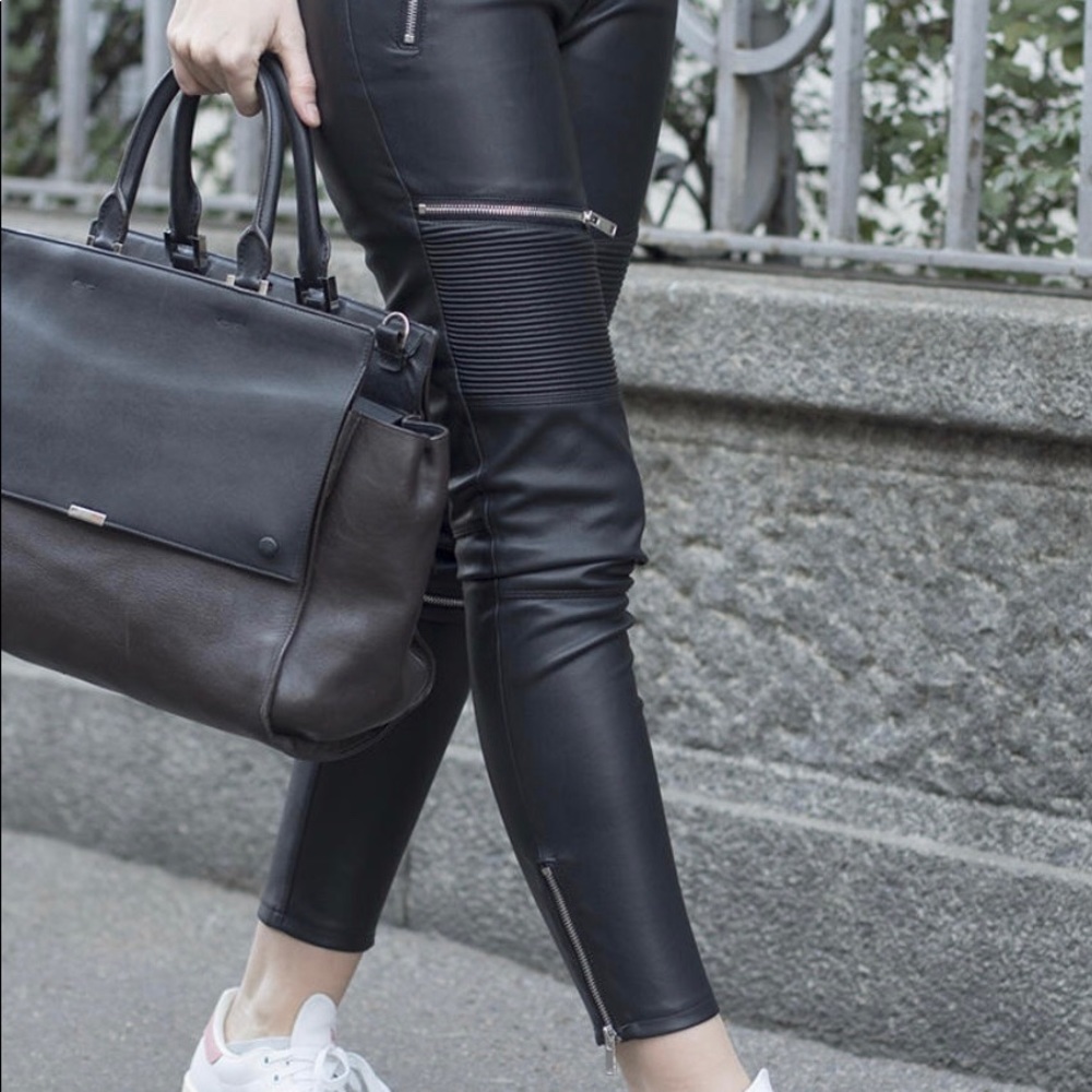 Zara Black Mori Leather Trousers